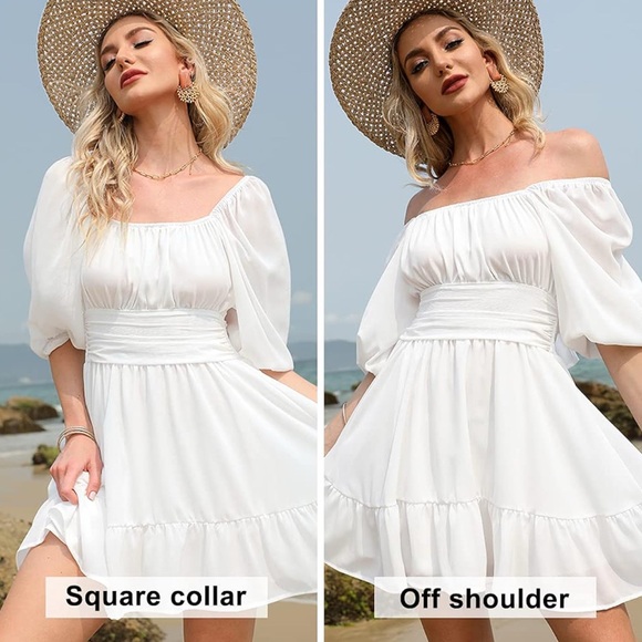 Beachside dainty White coastal tie back Dress flirty whimsical coastal cowgirl - Picture 4 of 4